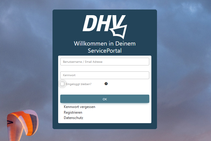 Zum Login des DHV-ServicePortals für Mitglieder