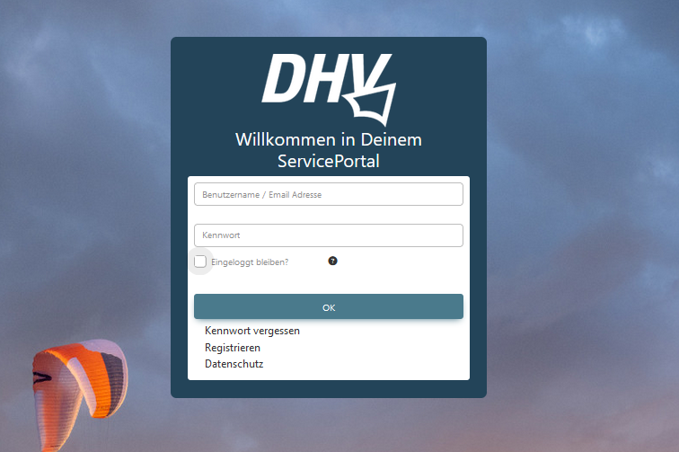 Zum Login des DHV-ServicePortals für Mitglieder