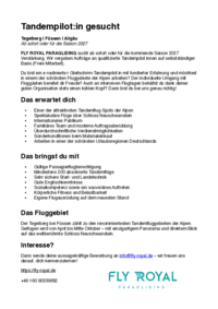 Stellenausschreibung Fly Royal